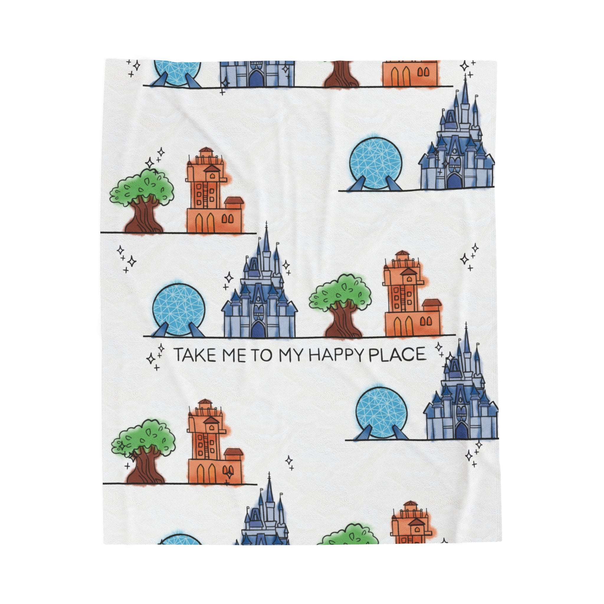 Velveteen Plush Blanket Disney-Inspired Park Icons